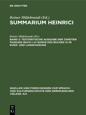 cover image of Textkritische Ausgabe der zweiten Fassung Buch I–VI sowie des Buches XI in Kurz- und Langfassung